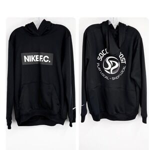Nike FC Dri-FIT Soccer Hoodie Mens Large Black Pullover Soccer Post DC9075-010